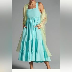 NWT Anthropologie square neck tiered maxi dress